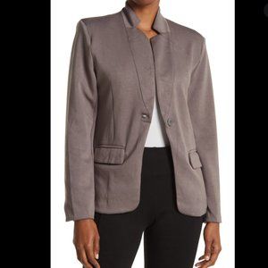 One Button Notch Lapel Knit Blazer In Charcoal